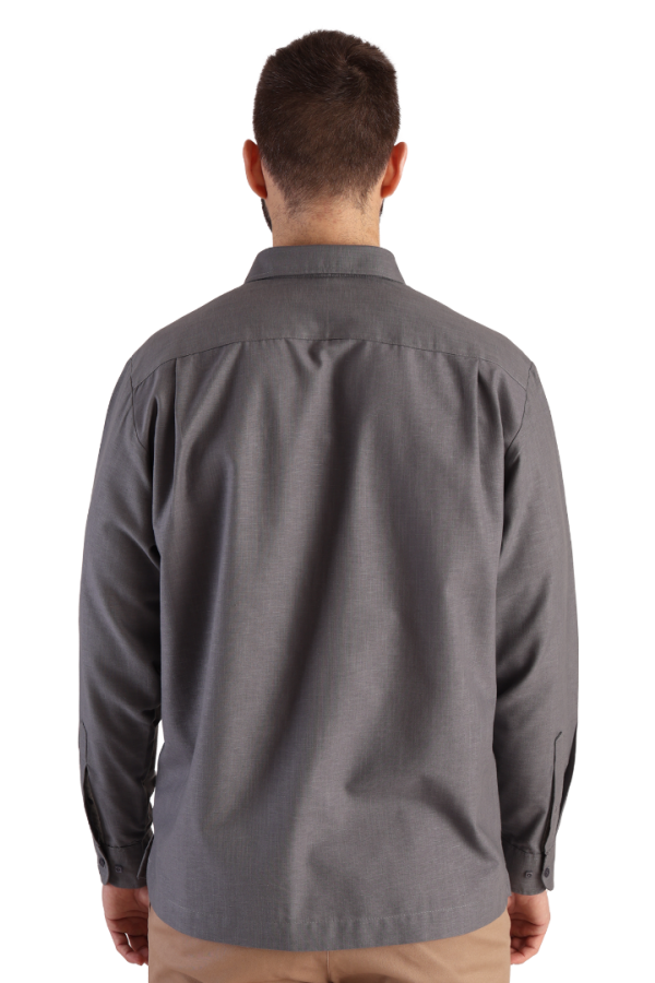 Camisa Guayabera Color Gris Alforzada Manga Larga Bordado Para Caballero